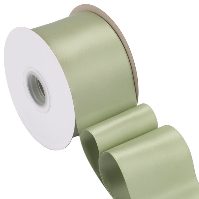 Joycrosso Spring Moss Ribbon 3 Inch Wide Thick Fabric Ribbon, 50 Yards Double Faced Satin for Chair Sash Bows Making Bouquet Sewing Christmas Decoration