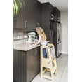 thumbnail image 1 of TREASURE KIDS Wooden Learning Tower for Toddlers 2 in 1 - Montessori Height Adjustable Standing Platform Children Standing Tower- Whiteboard – Kitchen Helper Step Stool Safety Net- Natural wood, 1 of 5