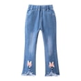 thumbnail image 1 of QIPOPIQ 2-13T Toddler Little Girls Distressed Embroidered Jeans Denim Pants Clearance, 1 of 6