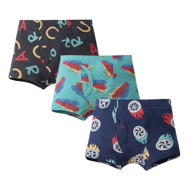 MIASHUI Boys Cotton Box Briefs Cartoon Print Briefs Multipack Children Underwear 3PCS,Purple,4-5 Years