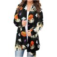 thumbnail image 1 of Honganda Cardigan Imprimé Halloween pour Femmes, Manteau Ample à Manches Longues, 1 of 6