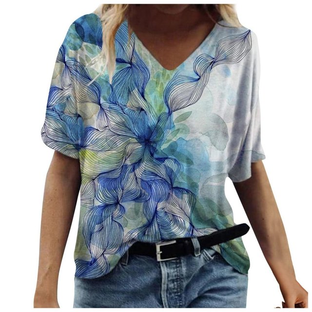 AMERTEER Mode Femmes Été T-Shirt Imprimé Manches Courtes Col Rond Tee Décontracté Hauts T-Shirt pour Femmes