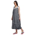thumbnail image 4 of Moomaya Printed Womens Button Placket Mid Long Nightdress Cotton Night Gown, 4 of 5