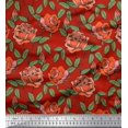 thumbnail image 3 of Soimoi Tissu Popeline de Coton Feuilles & Roses Imprimé Floral Tissu au Mètre 42 Pouces de Large, 3 of 3