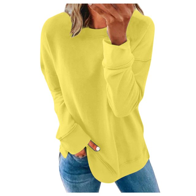 Chandails de Compression à Manches Longues pour Femmes Col Ras du Cou Unis Plus Chandail Surdimensionné Coupe Ample Pulls Tendance Hauts Légers pour Femmes Grande Taille Gris m
