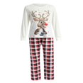 thumbnail image 1 of Ensemble Assorti de Noël Parent-Enfant Rouge Haut à Manches Longues + Pantalon Long à Motif Rayé, 1 of 7