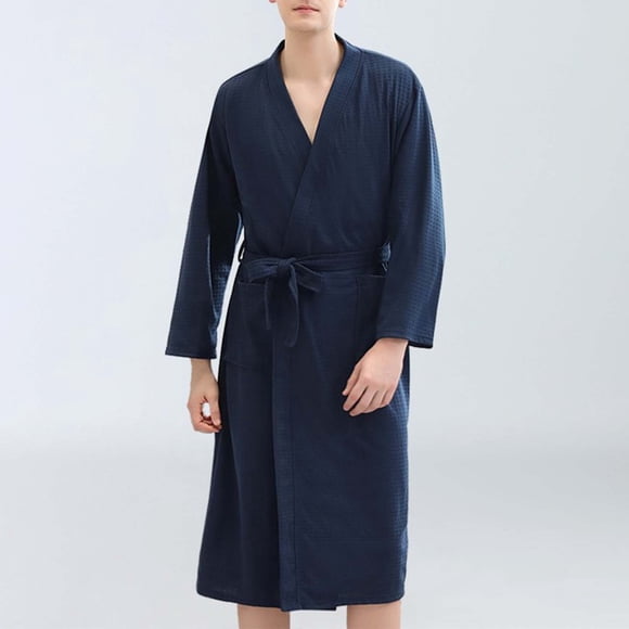 Peignoir Décontracté à Manches Longues en Coton pour Homme pour la Maison, l'Hôtel et le Spa