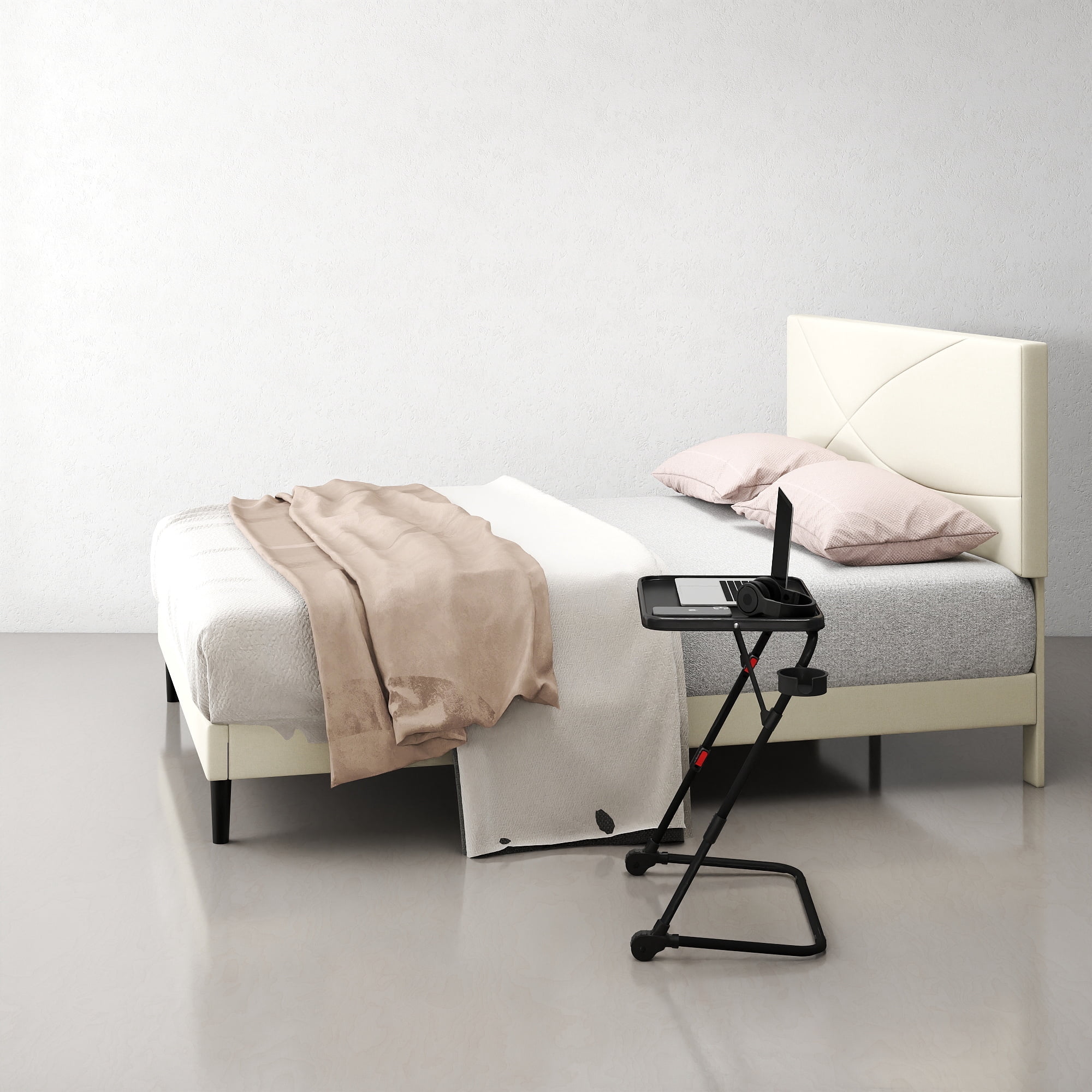 Cadre de lit Queen Homy Casa avec tablette pliante portative - Ensemble chambre