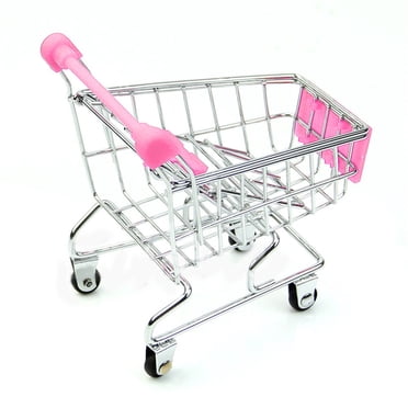 Staron Mini Panier d'Achats pour Enfants (Rose), Panier de Magasinage Jouet Épicerie Jeu d'Imitation pour Tout-Petit Panier d'Achats Jouet Supermarché Chariot à Main Chariot Jouets de Maison de Poupée pour Enfants