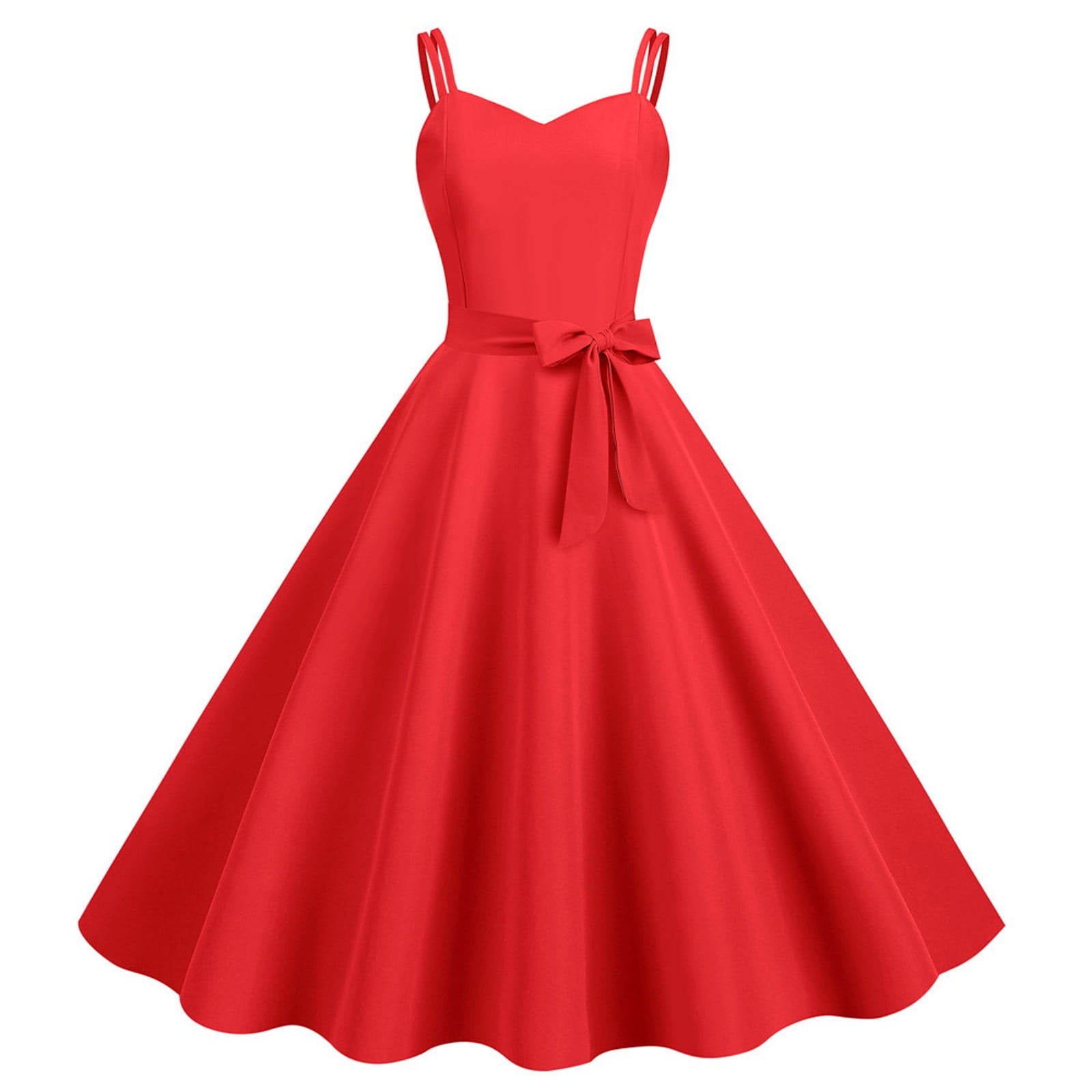 Robes d'Été pour Femmes Décontractées Sans Manches Femme au Foyer Soirée Bal Robe Maxi Mode Unie Rouge m
