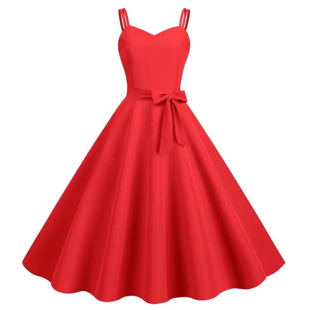 Robes d'Été pour Femmes Décontractées Sans Manches Femme au Foyer Soirée Bal Robe Maxi Mode Rouge TTG