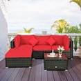 thumbnail image 4 of Costway Ensemble de Mobilier de Jardin 5 Pcs en Rotin, Canapé d'Angle avec Coussins Rouges, 4 of 10