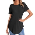 thumbnail image 1 of cfhntfmh Hauts Côtelés pour Femmes Manches Courtes T-Shirts Basiques Décontractés d'Été Col Rond Ourlet Incurvé, 1 of 7