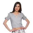 thumbnail image 3 of Moomaya Printed Rayon Cold Shoulder Crop Top And Skirt Ethnic Set For Women, 3 of 6
