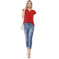 thumbnail image 4 of INSPIRE CHIC Blouse Haut pour Femme à Col en V, de Travail Décontracté, à Manches Courtes, 4 of 6