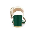 thumbnail image 2 of BLISSFUL STEP Slingback Contrast Color Chunky Heel Big Circle Buckle Heeled Sandals Green White 7, 2 of 7