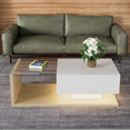 thumbnail image 4 of LED Coffee Table with Glass Top, Modern High-Gloss White Side Table with Ambient Lighting, Illuminated Center Table for Living Room, 4 of 8