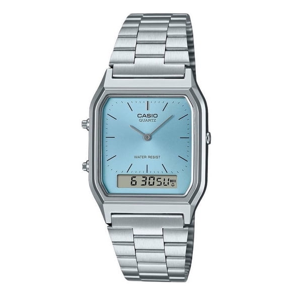 Casio Vintage Analogique Numérique Cadran Bleu Turquoise Quartz AQ-230A-2A1 Montre Unisexe