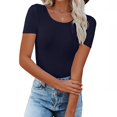 thumbnail image 2 of Timegard Tops for Women Summer Crew Neck Short Sleeve Solid Color Blouse Casual Tops Basic Tee Shirts, 2 of 6