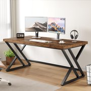 Bureau Rustique d'ordinateur en métal Bureau de bureau industriel simple bureau exécutif pour l'écriture travail en bois étudiant jeu ordinateur PC Table avec rangement pour la chambre à coucher de pouce rustique
