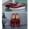 thumbnail image 4 of hopeusnice Liquidation Chaussures Richelieu à Plateforme pour Femmes à Lacets Brogue en Cuir Verni Chaussures Confortables Respirantes Espadrilles à Talon Compensé Rouge 37, 4 of 5