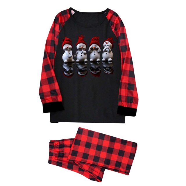 Pantalon de Pyjama Noël Mode Femmes Maman Haut Imprimé+pantalon Ensemble de Pyjamas Assortis pour la Famille Pyjama de Noël pour Femmes en Liquidation
