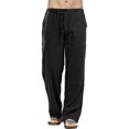 thumbnail image 1 of MAWCLOS Elastic Waist Pants for Men Long Pants with Pockets and Drawstring Beach Yoga Trouser Pajamas, 1 of 6