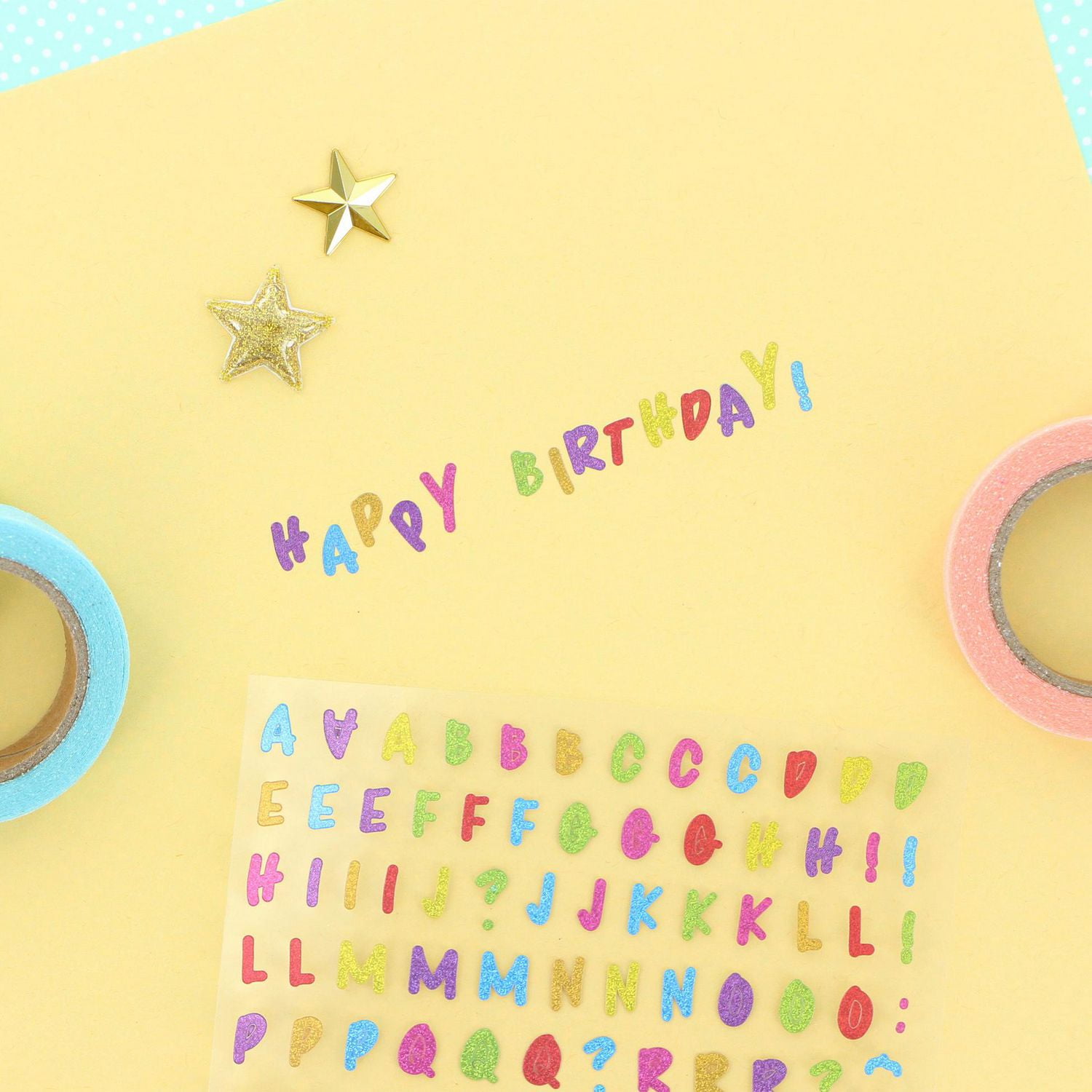CRAFTY & CO. Alphabet Stickers Black, 518 pcs, 2 Sheets, Rainbow