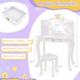 thumbnail image 3 of Costway Coiffeuse pour Enfants Ensemble de Coiffeuse Princesse Table et Chaise avec Miroir Éclairé Blanc, 3 of 10