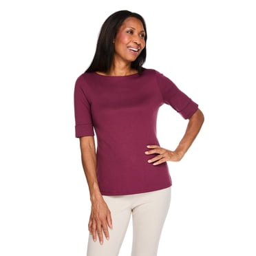 Karen Scott Women's Elbow-Sleeve Top