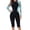 Blue, variant on Conservative Long Sleeve Swimwear, Women's Rash Guard Surfing Suit With Built-in Soft Cup Bra & Shorts, Quick-Dry UPF 50+ Swim Shirt