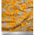 thumbnail image 1 of Soimoi Georgette Viscose Fabric Leaves & Floral Block Decor Fabric Printed Yard 42 Inch Wide, 1 of 3