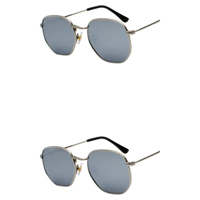 Redempat Fashionable Polarized Lens Small Frame Sun Glasses For Trendy Style silver white silveC4 2Set