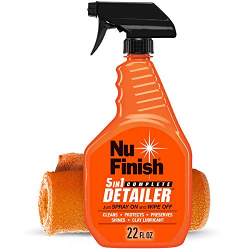 Nu Finish Vaporisateur Détaillant Complet 5-en-1 avec Serviette, Préserve et Protège l'Esthétique Automobile, Comprend 1 Serviette en Microfibre, Vaporisateur de 22 Oz
