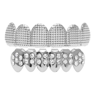 Esquirla Bling Or Gril Plaqué Diamant Dents Bouche pour Poux -