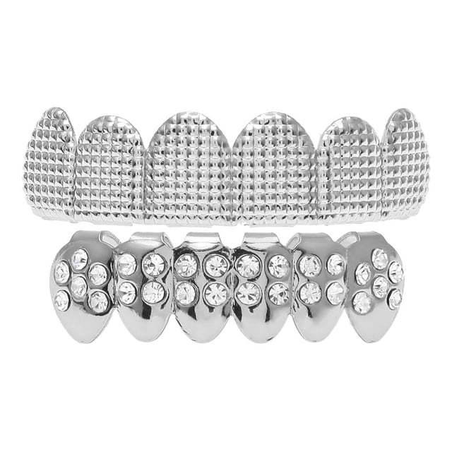 Esquirla Bling Gold Grill Plated Diamond Teeth Mouth for Louse -