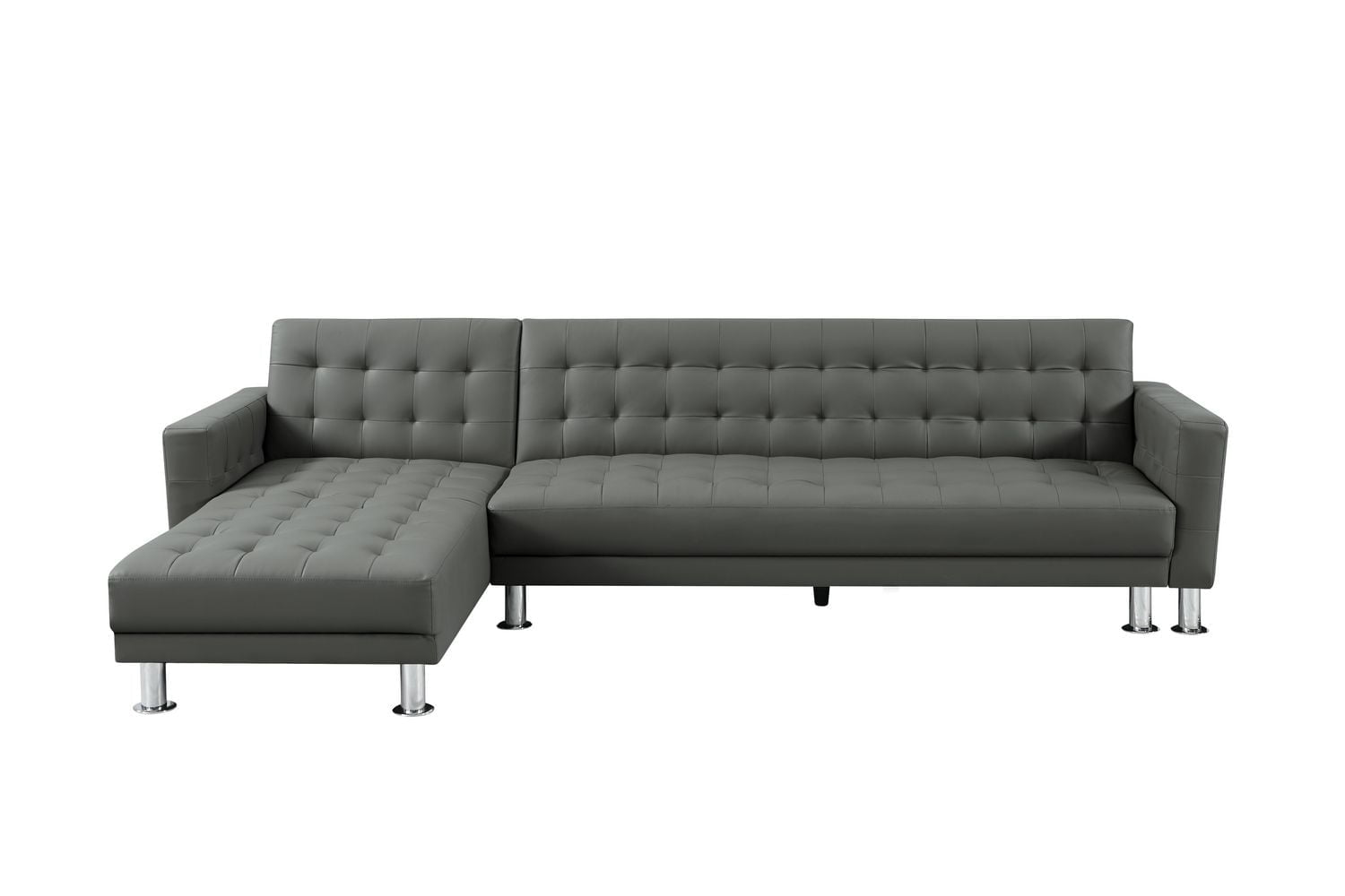 Velago ATTALENS Canapé-lit sectionnel en similicuir, gris
