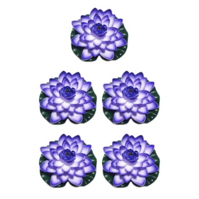 QualitChoice Artificial Lotus Replacement Simulation Outdoor Garden Park Pond Pool Photography Fake Water Flower Decor Blue 5PCS