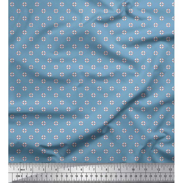 Soimoi Satin Silk Fabric Swimming Ring Small Print Sewing Fabric Yard 42 Inch Wide