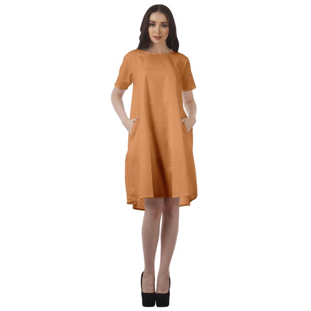 Moomaya Robe Tunique Mini à Manches Courtes pour Femmes Grande Taille à Encolure Dégagée