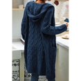 thumbnail image 4 of Women Hooded Open Front Cardigan Cable Knit Sweaters Solid Chunky Long Sweater Coats with Pockets, 4 of 5