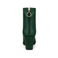 thumbnail image 2 of Unique Bargains Women's Pointy Toe Back Zip Block Heel Ankle Boots Green (Size 7), 2 of 7