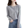 thumbnail image 2 of Hontri Cardigans pour Femmes Légers Offres à Moins de 15 $, Cardigan Basique pour Femmes à Col Rond, Manches Longues, Boutonné, Gris m, 2 of 7