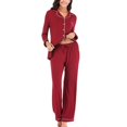 thumbnail image 5 of 2 Pcs Automne Pyjama pour Femmes Ensemble de Couleur Unie Haut à Manches Longues et Pantalon Long Pyjama pour Dames, 5 of 5