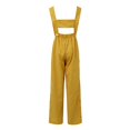 thumbnail image 3 of B91xZ Combinaison Large pour Femmes Col Rond Décontracté Dos Ouvert Été Pantalons Longs Amples avec Poches, Jaune S, 3 of 5