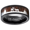 thumbnail image 1 of Men's Black Tungsten Hunting Ring Wedding Band Wood Deer Nature 8MM, 1 of 5