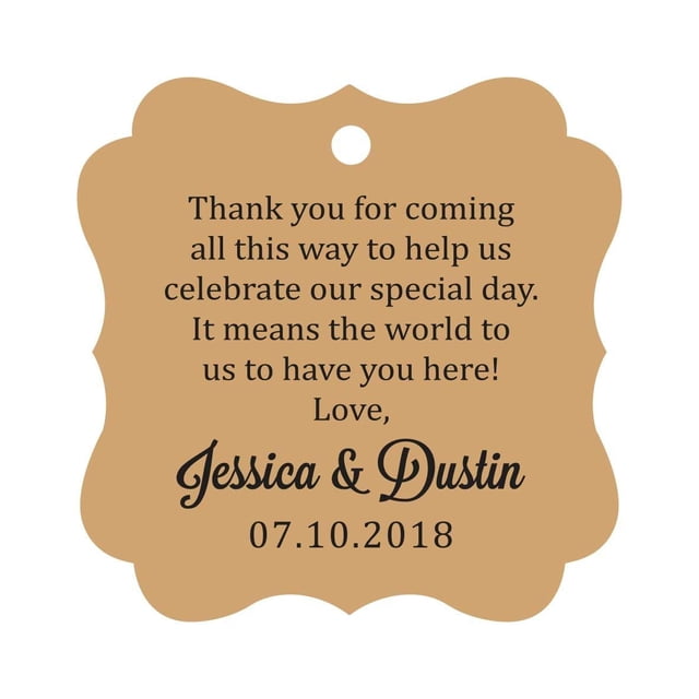 Darling Souvenir Custom Wedding Thank You Message Gift Tags Personalized Party Favor Hang Paper Tags-Kraft-100 Tags