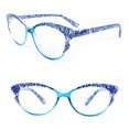 thumbnail image 1 of Lunettes de Lecture pour Femmes Mode à Charnières à Ressort Monture Oeil de Chat Bleu (+1,75), 1 of 3