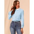 thumbnail image 3 of INSPIRE CHIC Chemise de Travail à Manches Longues Col Poupée Boutonnée pour Femmes Bleu Clair m, 3 of 6