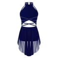 thumbnail image 2 of Raenseen Robe de Danse Ballet Jazz pour Filles, Justaucorps de Patinage Artistique, Strass Brillants, Robe de Bal Sans Manches, Bleu Marine 6, 2 of 5